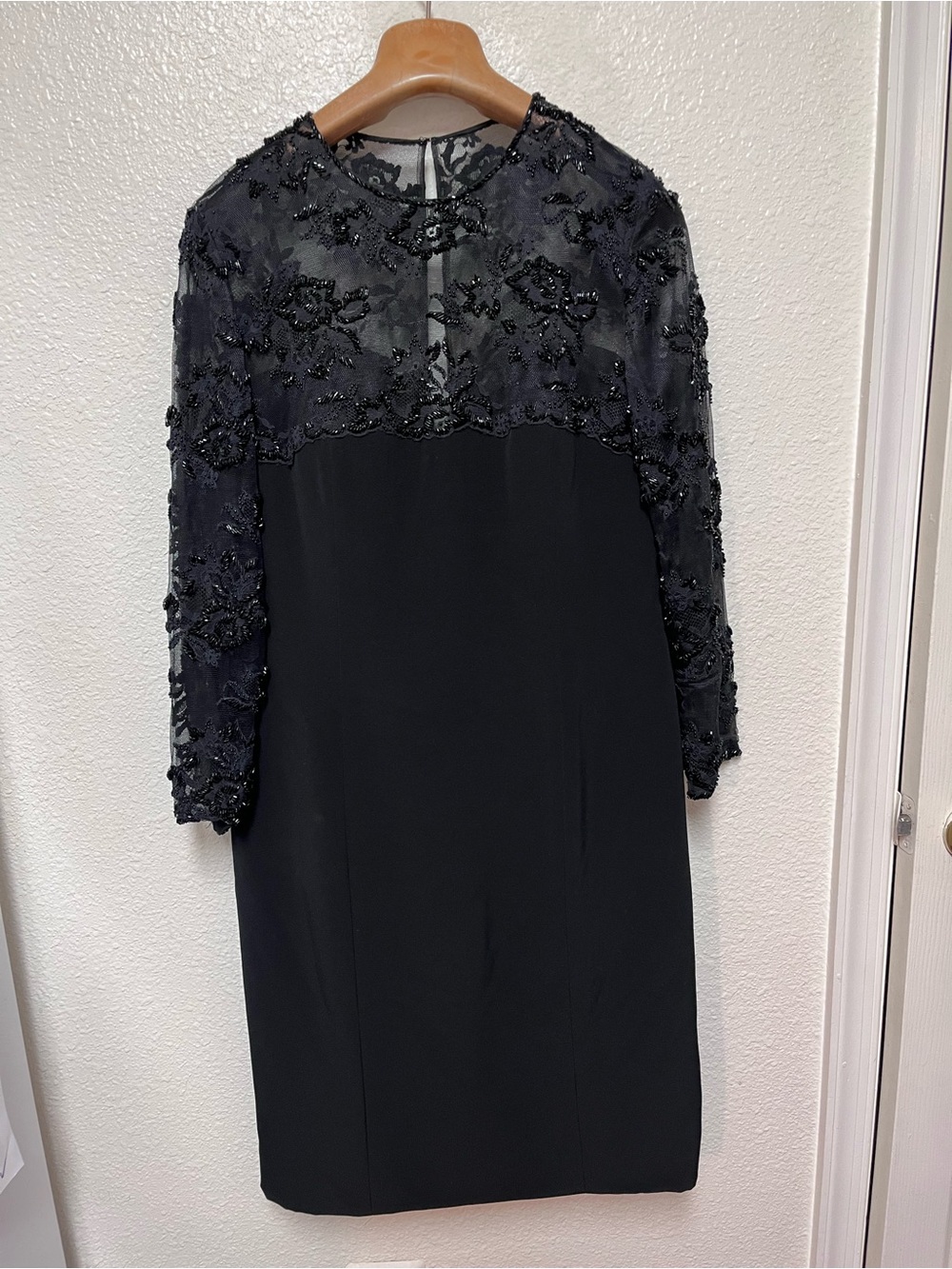 Embroidered Black Evening Sheath Dress